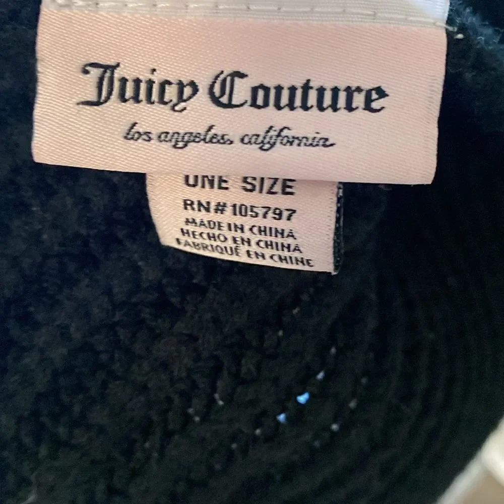 Juicy Couture Love Juicy Embroidered Logo Knit Scarf in Black
